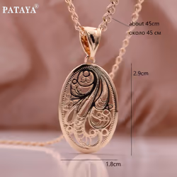 Pataya New Fashion Hollow Pendant Women Rose Gold Color Lovely Creative Daily Life Designed Oval Pendant Necklace