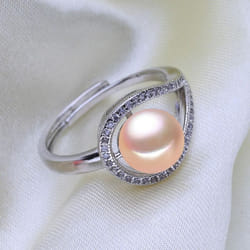 Fenasy Natural Freshwater Pearl Rings For Women Fashion Party Adjustable Silver Color Ring Birthday Gifts - pink, Resizable