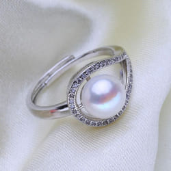 Fenasy Natural Freshwater Pearl Rings For Women Fashion Party Adjustable Silver Color Ring Birthday Gifts - white, Resizable