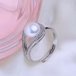 Fenasy Natural Freshwater Pearl Rings For Women Fashion Party Adjustable Silver Color Ring Birthday Gifts - black, Resizable