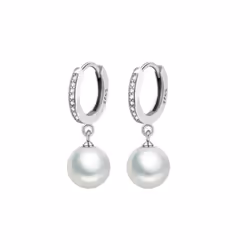 Freshwater Pearl s925 Sterling Silver Earrings Crystal Jewelry for Wemon Wedding Gift Party  Classic
