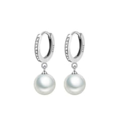 Freshwater Pearl s925 Sterling Silver Earrings Crystal Jewelry for Wemon Wedding Gift Party  Classic