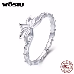 Wostu New Collection 925 Sterling Silver Lotus Flower Rings For Women Wedding Elegant Ring - 7
