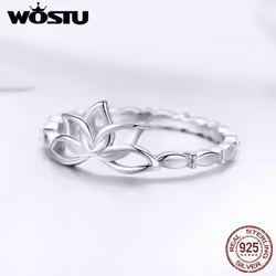 Wostu New Collection 925 Sterling Silver Lotus Flower Rings For Women Wedding Elegant Ring - 7