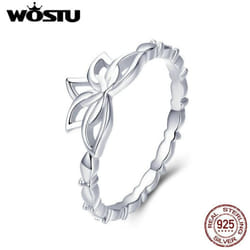 Wostu New Collection 925 Sterling Silver Lotus Flower Rings For Women Wedding Elegant Ring - 8