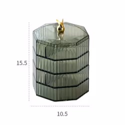 Rotating Jewelry Storage Box Makeup Storage Rack Bracelet Earring Plastic Organizer Box Holder Display Rack With Cover - Green