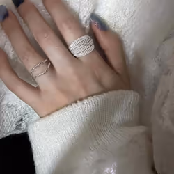925 Sterling Silver Unique Lines Ring For Women Jewelry Finger Adjustable Open Vintage Ring For Party Birthday Gift - Silver, Resizable