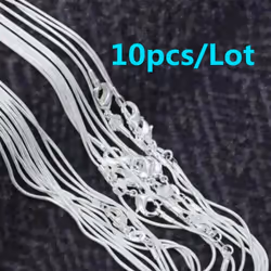 925 Sterling Silver 10 Pieces 1mm Snake Chain Necklace - 70cm