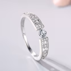 Tancise Classic 925 Sterling Silver  Zircon Ring Ladies Jewelry Wedding Promise Party Gift - silver, 6