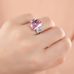 Gica Gema Luxury 925 Sterling Silver Women Ring With 10*14mm Paraiba Gemstones Silver Wedding Fine Jewelry Gift - pink, 10