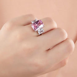 Gica Gema Luxury 925 Sterling Silver Women Ring With 10*14mm Paraiba Gemstones Silver Wedding Fine Jewelry Gift - pink, 10