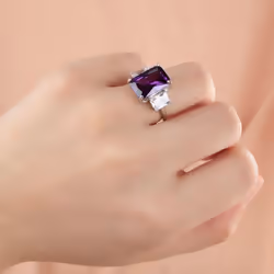 Gica Gema Luxury 925 Sterling Silver Women Ring With 10*14mm Paraiba Gemstones Silver Wedding Fine Jewelry Gift - purple, 9