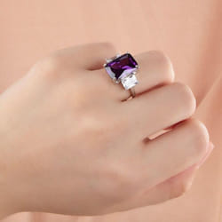 Gica Gema Luxury 925 Sterling Silver Women Ring With 10*14mm Paraiba Gemstones Silver Wedding Fine Jewelry Gift - purple, 9
