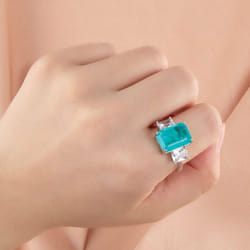 Gica Gema Luxury 925 Sterling Silver Women Ring With 10*14mm Paraiba Gemstones Silver Wedding Fine Jewelry Gift - catawba, 10
