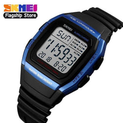 Skmei New Men Sports Watches Retro Multifunction Fashion Watch Square Chrono Countdown Waterproof Wristwatches 1278 - blue