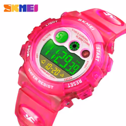 SKMEI Kids Watch Fashion Children Waterproof LED Alarm Date Electronic Digital Sports Wristwatches - Red