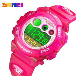 SKMEI Kids Watch Fashion Children Waterproof LED Alarm Date Electronic Digital Sports Wristwatches - Red