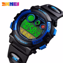SKMEI Kids Watch Fashion Children Waterproof LED Alarm Date Electronic Digital Sports Wristwatches - Black