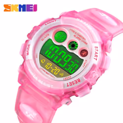 SKMEI Kids Watch Fashion Children Waterproof LED Alarm Date Electronic Digital Sports Wristwatches - Pink