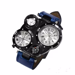 Fashion Men's Watch Outdoor Sports Waterproof Dual Movement - blue