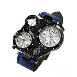 Fashion Men&apos;s Watch Outdoor Sports Waterproof Dual Movement - blue
