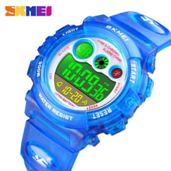 SKMEI Kids Watch Fashion Children Waterproof LED Alarm Date Electronic Digital Sports Wristwatches - Navy Blue