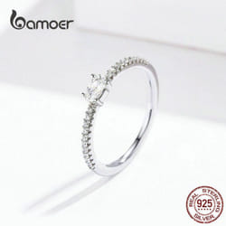 Bamoer 925 Sterling Silver Love Ring Finger Ring Women Ring Precious Jewelry Gift - 6