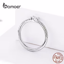 Bamoer 925 Sterling Silver Love Ring Finger Ring Women Ring Precious Jewelry Gift - 6