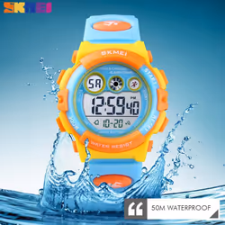 SKMEI Kids Watch Fashion Children Waterproof LED Alarm Date Electronic Digital Sports Wristwatches - Blue