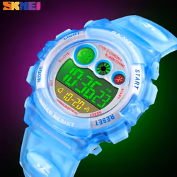 SKMEI Kids Watch Fashion Children Waterproof LED Alarm Date Electronic Digital Sports Wristwatches - Blue