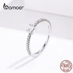 Bamoer 925 Sterling Silver Love Ring Finger Ring Women Ring Precious Jewelry Gift - 7