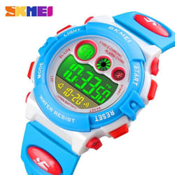 SKMEI Kids Watch Fashion Children Waterproof LED Alarm Date Electronic Digital Sports Wristwatches - White