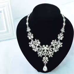 3pcs/set Rhinestone Butterfly Necklace Crown Earring Bridal Wedding Jewelry Gift