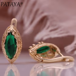 Pataya Red Green Horse Eye Drop Earrings Trend For Women Rose Gold Vintage Craftsmanship Earrings