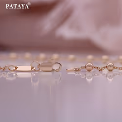 Pataya Rose Gold Color Bracelet Necklace Exquisite Girl Fresh Round Bead Chain - 55CM