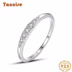 Tancise Classic 925 Sterling Silver Zircon Ring Ladies Jewelry Wedding Promise Party Gift - silver, 9