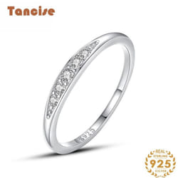 Tancise Classic 925 Sterling Silver  Zircon Ring Ladies Jewelry Wedding Promise Party Gift - silver, 8