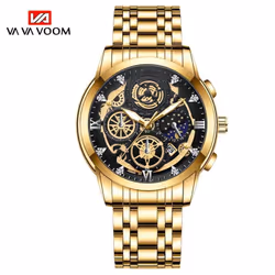 Va Va Voom Fashion Luminous Quartz Watches Men Business Watch Male Stainless Steel Mesh Belt Skeleton Quartz Wrist Watch Relo ...