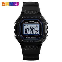 SKMEI Fashion Mil itary Men Digital Watch  Outdoor Sport Watch 5Bar Waterproof Alarm Clock - Black White