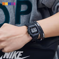 SKMEI Fashion Mil itary Men Digital Watch  Outdoor Sport Watch 5Bar Waterproof Alarm Clock - Black White