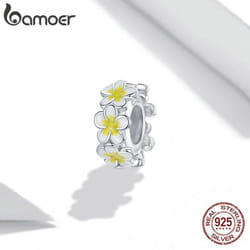 Bamoer 925 Sterling Silver Delaicate Romantic Flowers Charm Bead For Original Bracelet Diy Women Jewelry - 925 silver