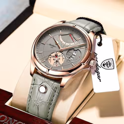 Men Watch Fashion Top Luxury Sport Men&apos;s Wristwatch Waterproof Luminous Leather Date Quartz Watches Man Clock - khaki