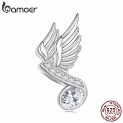 Bamoer 925 Sterling Silver Guitar Charm Bead Vintage Musical Note Pendant Plated Platinum Fit Woman Bracelet Necklace Jewelry ...