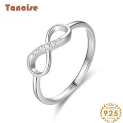 Tancise Classic 925 Sterling Silver  Zircon Ring Ladies Jewelry Wedding Promise Party Gift - silver, 9
