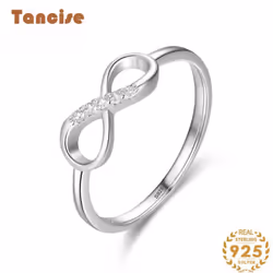 Tancise Classic 925 Sterling Silver Zircon Ring Ladies Jewelry Wedding Promise Party Gift - silver, 6