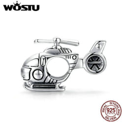 Wostu 925 Sterling Silver Vintage Little Helicopter Charms Beads For Original Bracelet & Bangle Diy Jewelry