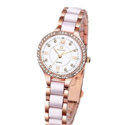 Inlaid Brick Fashion Women Quartz Watch - Rose Gold