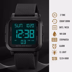 Sport Digital Watch Fashion Men&apos;s Watches Led Chronograph Date Countdown Electronic Wristwatch Waterproof Male Clock - black,green
