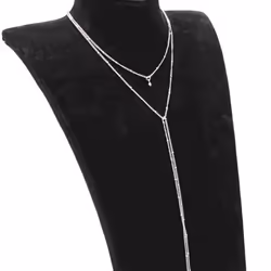 Accessories, Fashionable Double-layer Long Retro Collarbone Necklace, Double-layer Simple Fringed Bead Chain Necklace. - gold