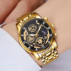 Va Va Voom Fashion Luminous Quartz Watches Men Business Watch Male Stainless Steel Mesh Belt Skeleton Quartz Wrist Watch Relog - black, With Packaging